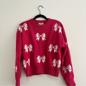 Poof! Pink and White Sweater with Bows